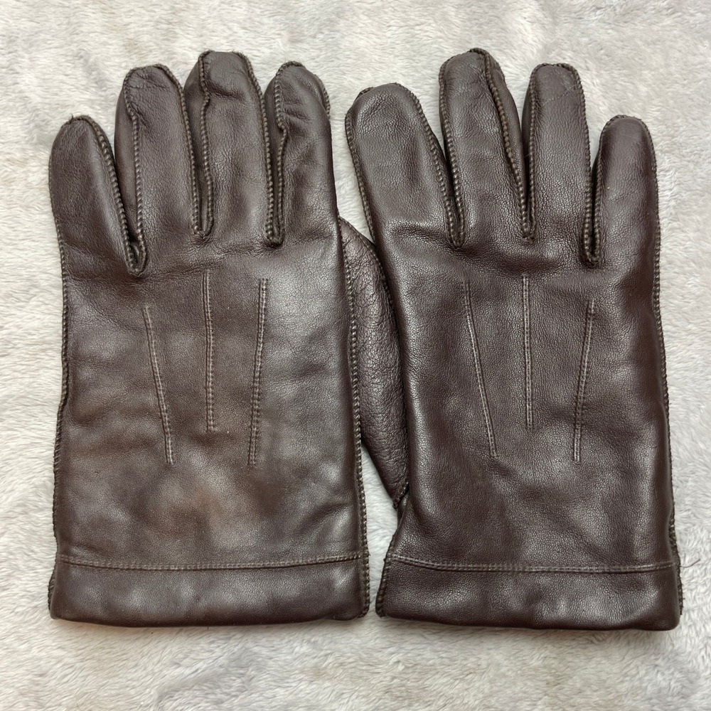 Womens Leather Driving Gloves Size L Brown Lined Winter Equestrian Classic